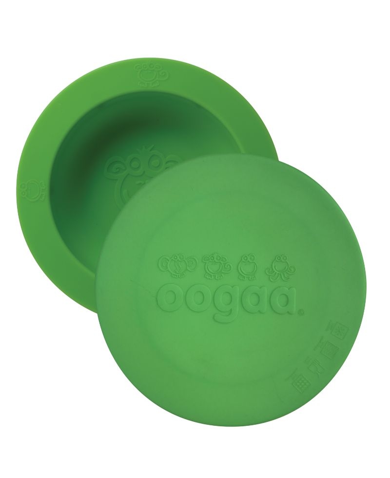 Oogaa silikoninis dubenėlis su dangteliu žalias