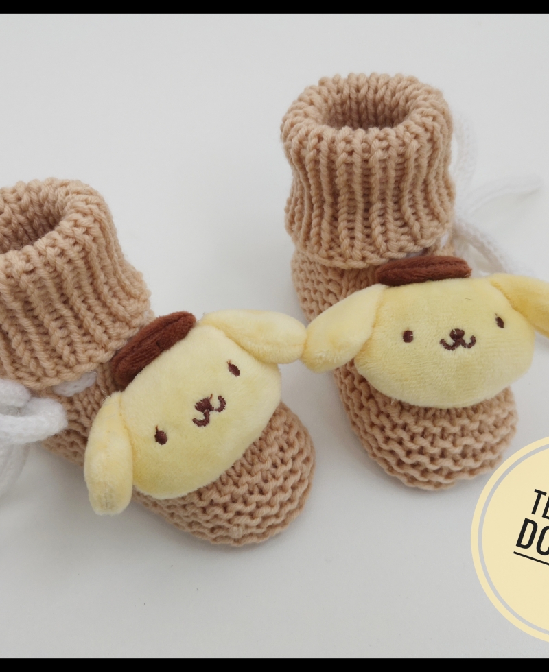 Merino vilnos siūlais megzti tapukai 0-3 mėn kūdikiui